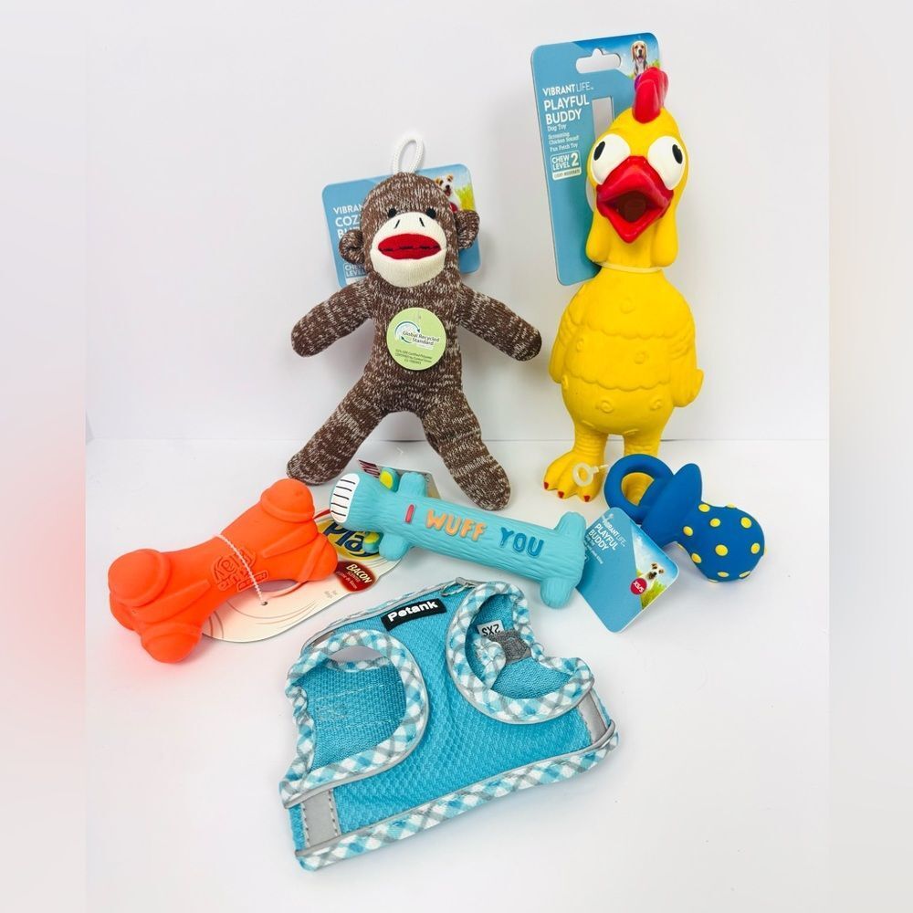 XXS Dog Harness with 5 New Dog Toys